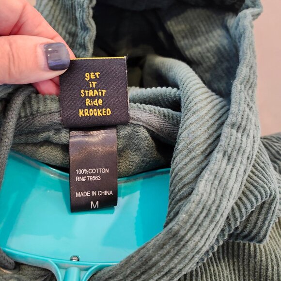 Krooked Skateboarding Green Corduroy Hoodie - Picture 5 of 5